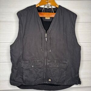 BERNE WORKWEAR Durable Black Canvas Insulated Utility Vest CCW ADDERSYSTEM 3XL